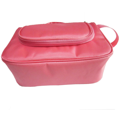Colore d'attaccatura di rosa della borsa di trucco di viaggio del nylon sveglio per il lavaggio delle donne