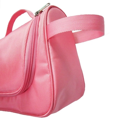 Colore d'attaccatura di rosa della borsa di trucco di viaggio del nylon sveglio per il lavaggio delle donne