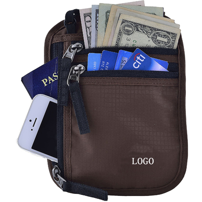 Collo del supporto del passaporto/colore di Brown del sacchetto di sicurezza viaggio dei soldi