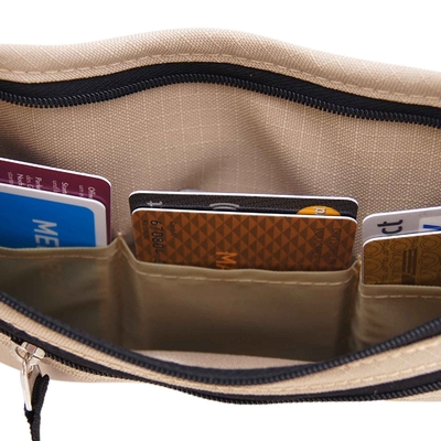 Il viaggio marrone chiaro della vita RFID insacca il portafoglio per il passaporto/i contanti/sport