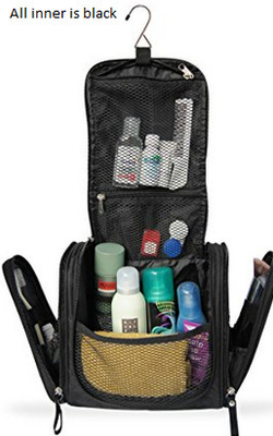 Organizzatore nero di trucco di viaggio, borsa cosmetica d'attaccatura di viaggio con le multi tasche