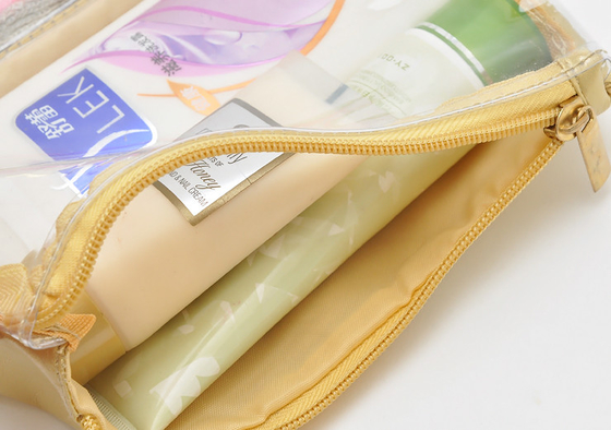 Borse cosmetiche di viaggio dell'oro del PVC, borsa cosmetica piegante per viaggiare