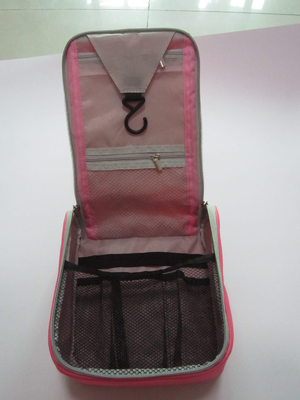 Maglia della borsa del lavaggio di viaggio dell'articolo da toeletta delle donne rosa dentro la dimensione su misura